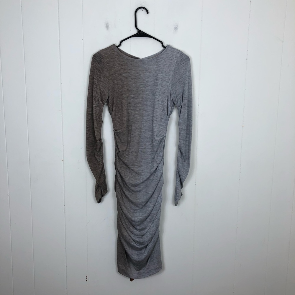 Artelier‎ Nicole Miller Runched Two Tone Long Sleeve Dress Sz S